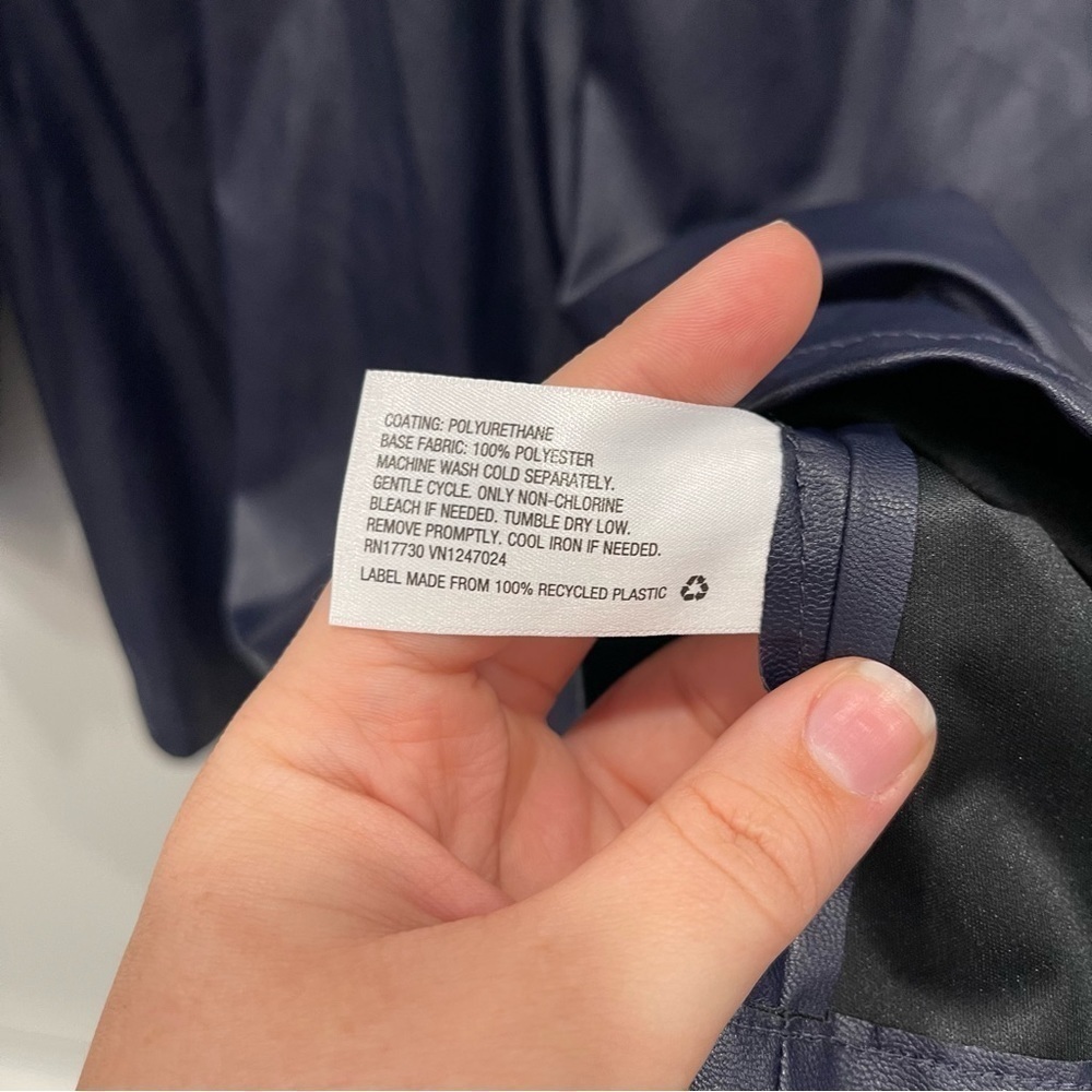 Rachel Comey x Target Navy Blue Faux Leather Blouse Button Back Tie Neck Large - Picture 12 of 13